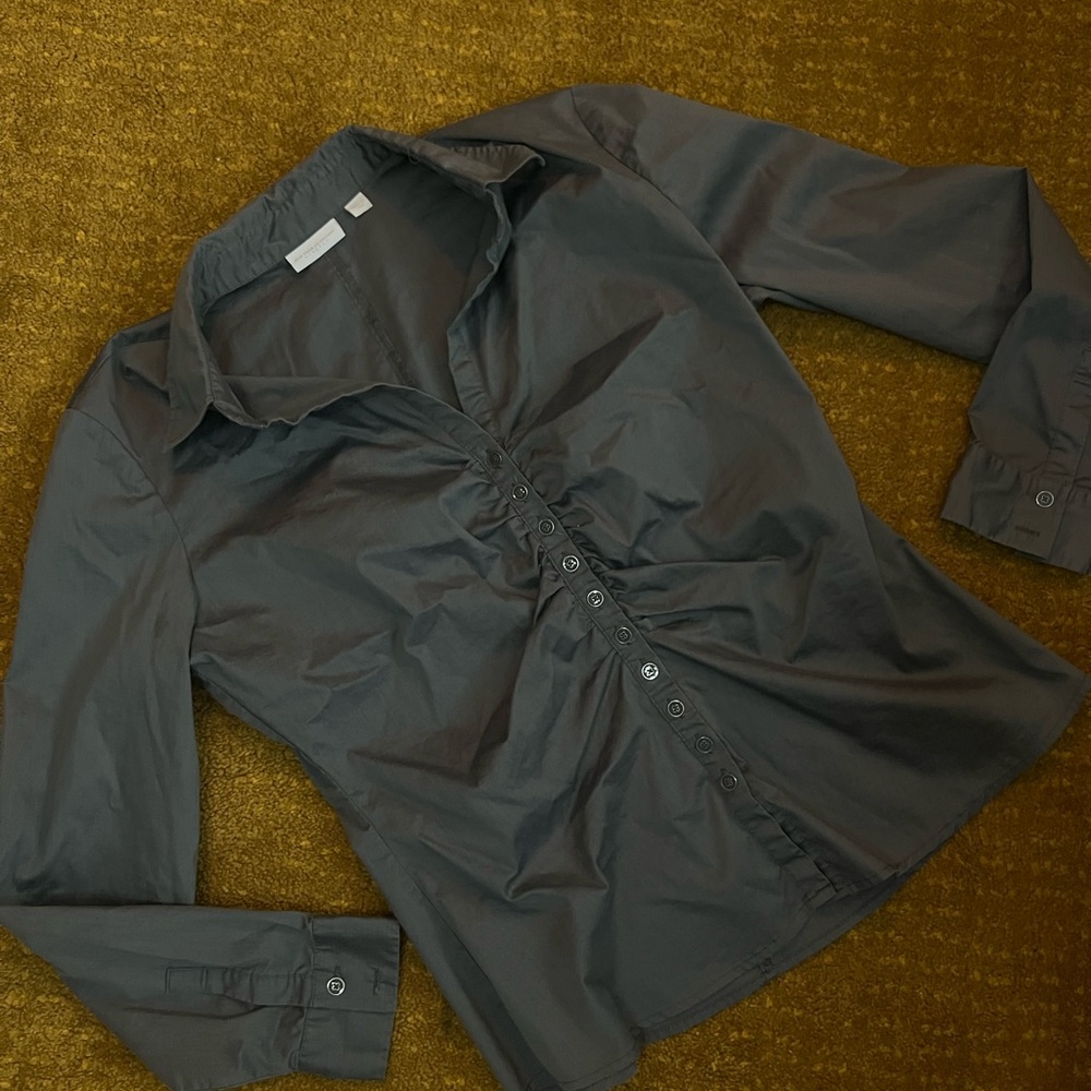 New York & Company Gray Button Down Shirt